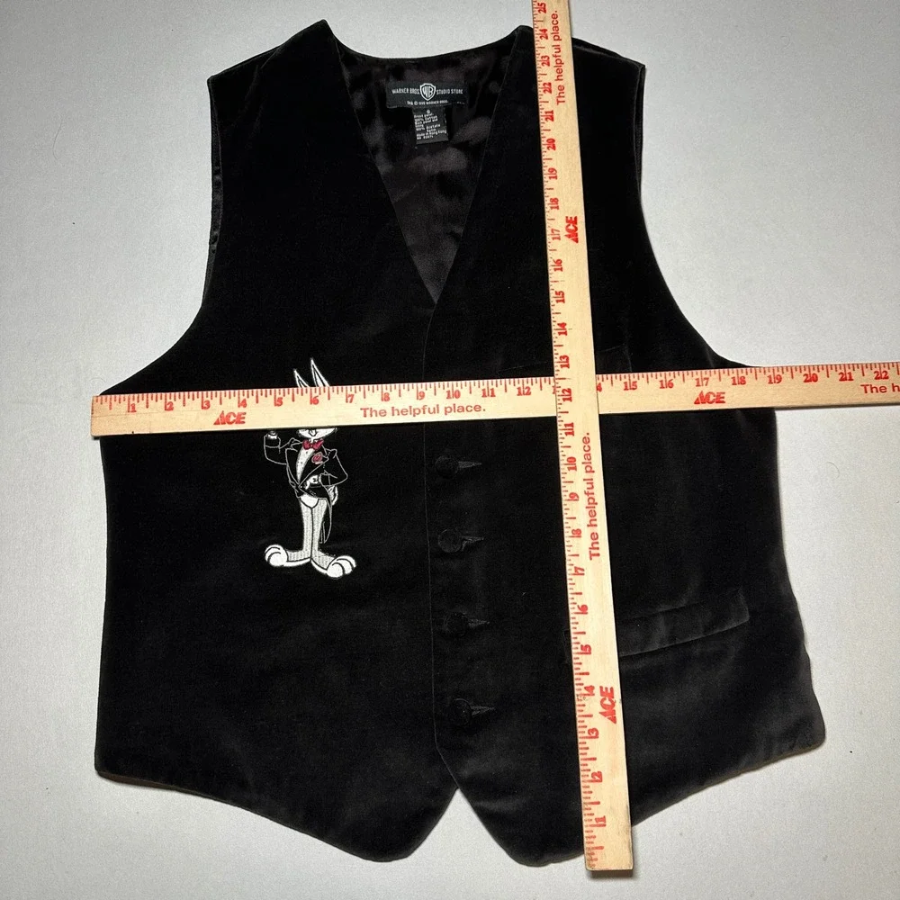 Vtg‎ Warner Bros Bugs Bunny Vest Mens S Black Velvet Looney Tunes 1995 Waistcoat